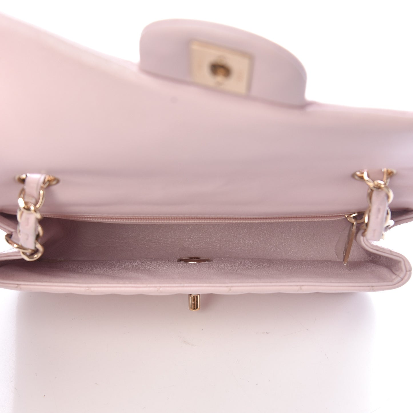 Lambskin Quilted Mini Rectangular Flap Light Pink