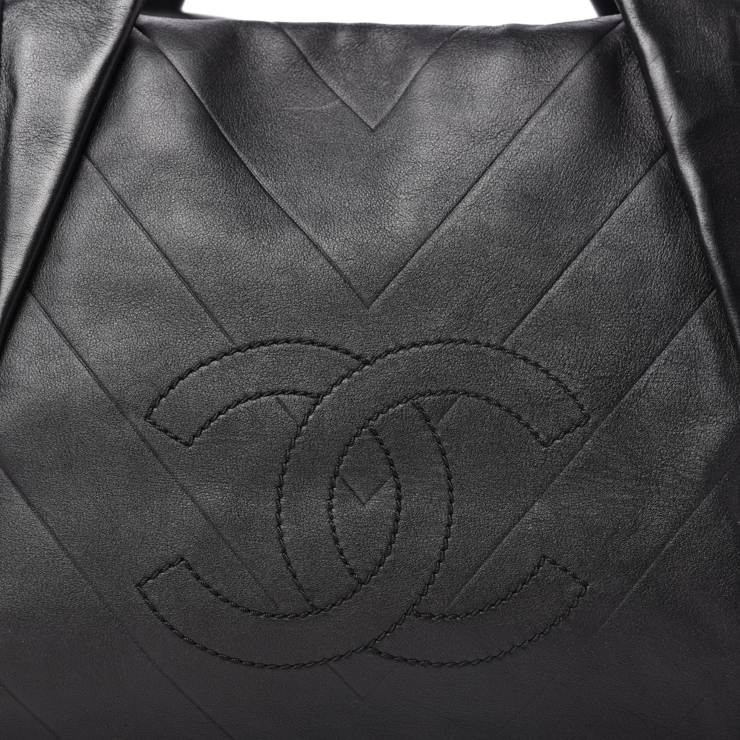Chanel Calfskin Chevron CC All Day Long Tote Black 10 of 10