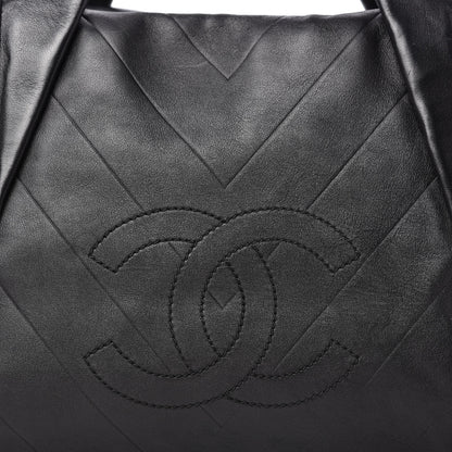 Chanel Calfskin Chevron CC All Day Long Tote Black 10 of 10
