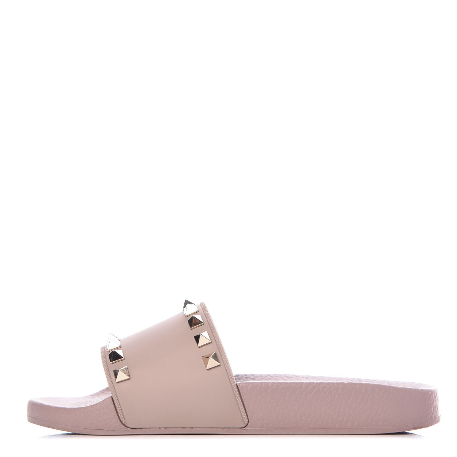 Valentino Garavani Rubber Rockstud Slide Sandals 35 Poudre 1 of 8