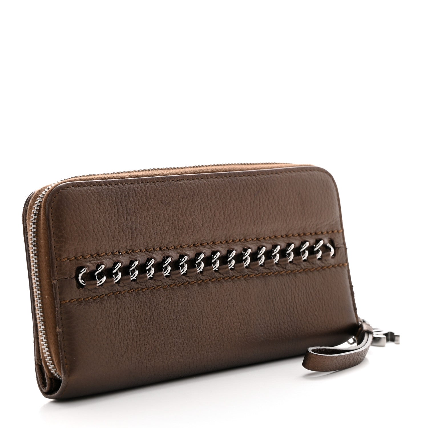 Chanel Metallic Calfskin Large Timeless Zip Around Wallet Brown 3 of 9