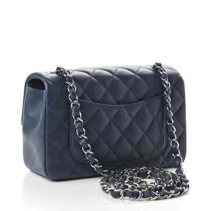 Chanel Lambskin Quilted Mini Rectangular Flap Dark Blue 3 of 11