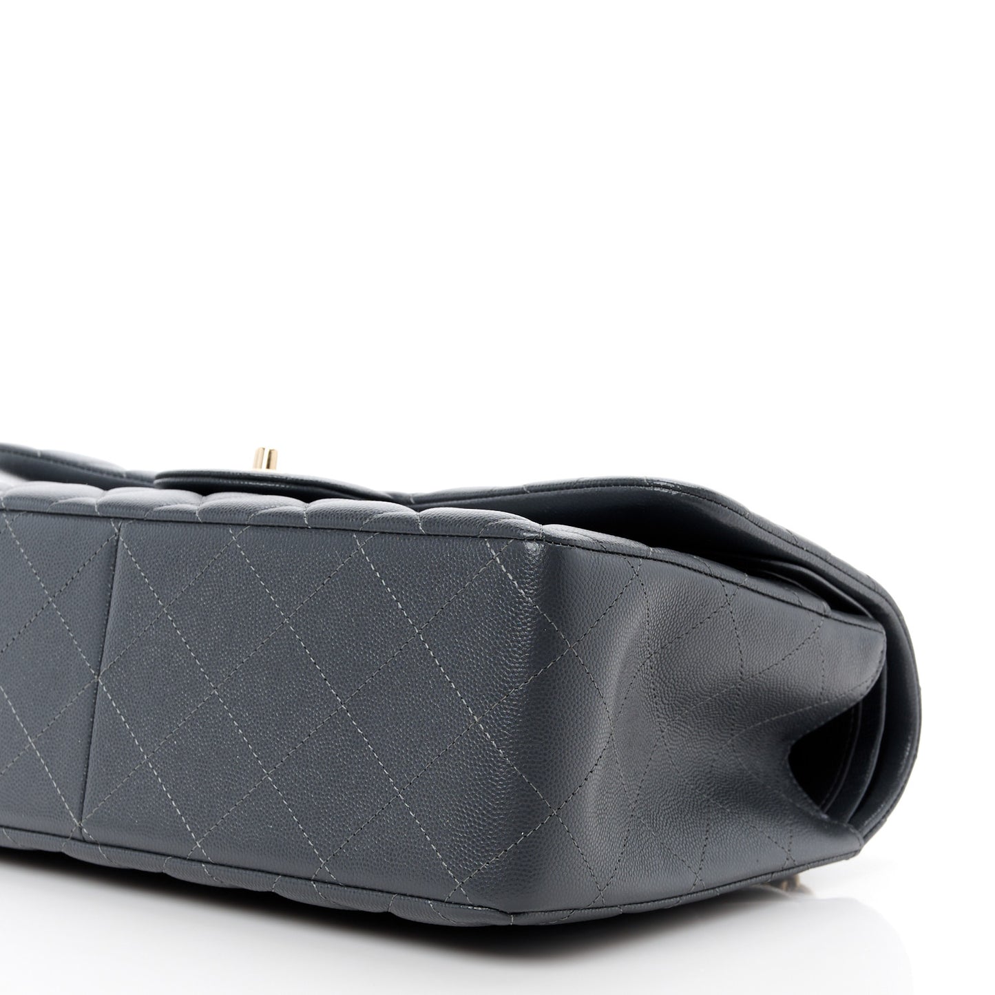 Caviar Quilted Jumbo Double Flap Dark Grey