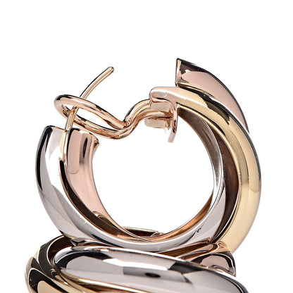 Cartier 18K Pink Yellow White Gold 9.5mm Trinity Hoop Earrings 3 of 4