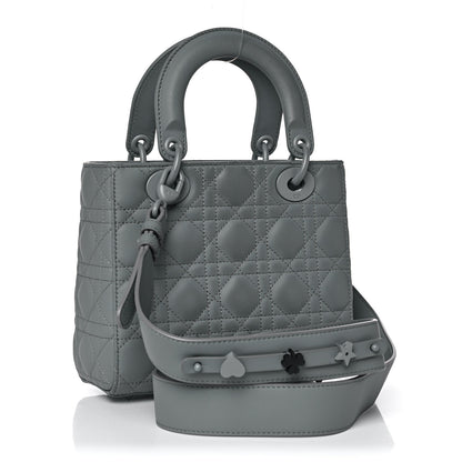Christian Dior Ultra Matte Calfskin Cannage Small My ABCDior Lady Dior Grey Stone 3 of 16