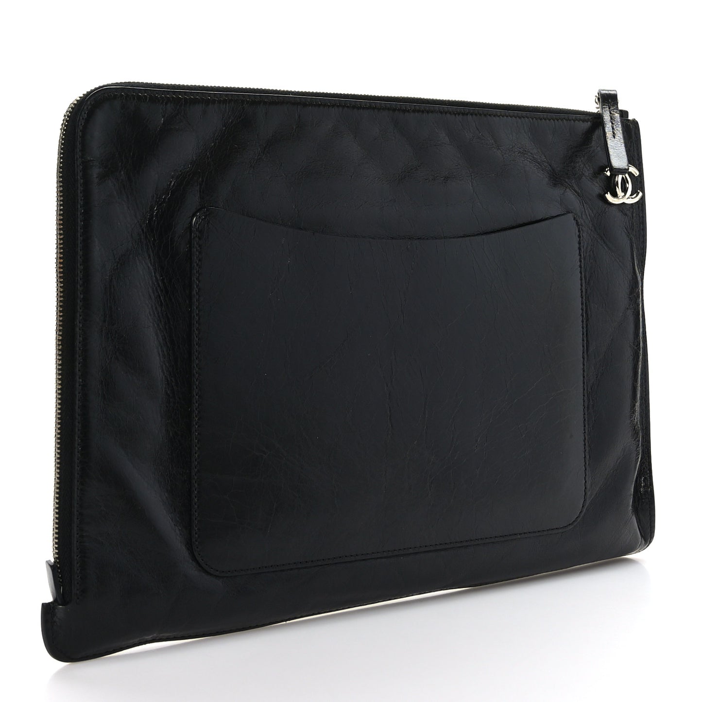 Calfskin Large Feministe Maize Feminine Pouch Clutch Black