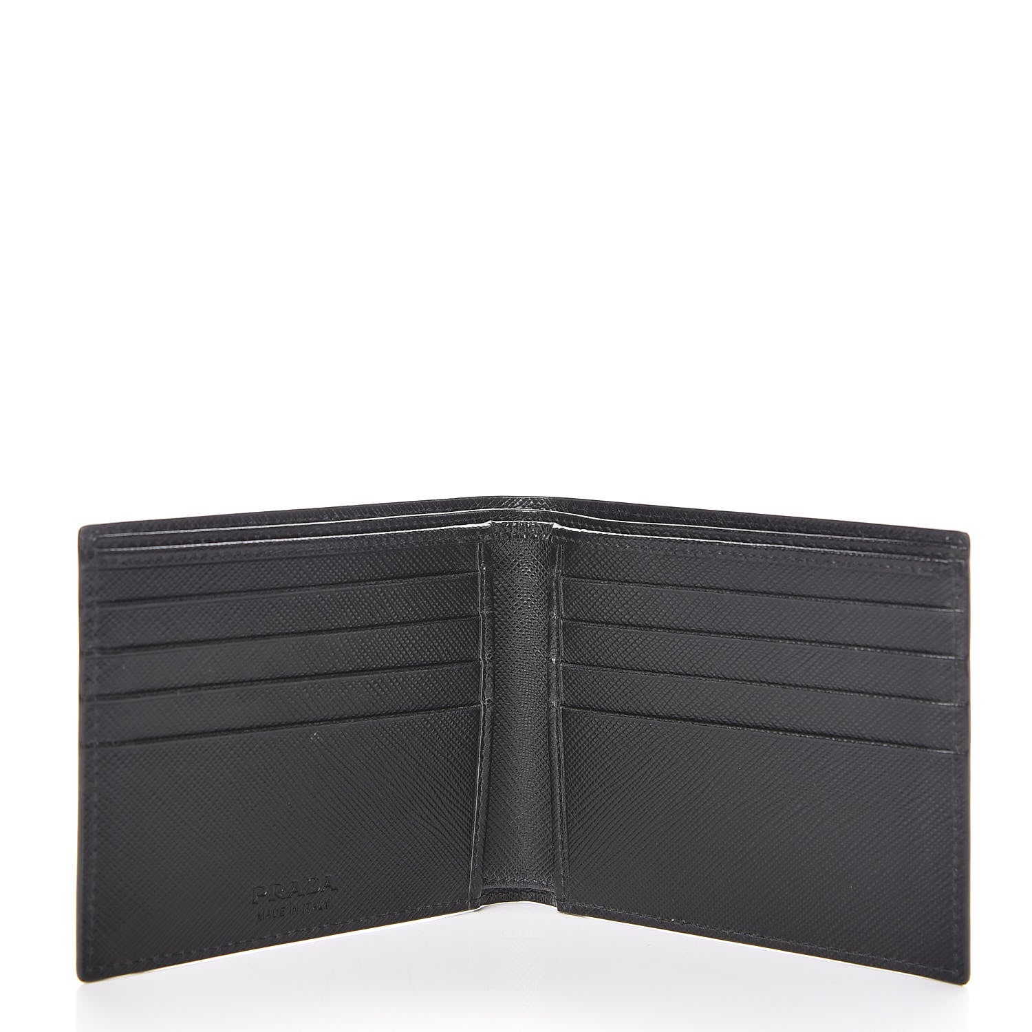Prada Saffiano Palm Tree Bi-Fold Wallet Black 5 of 8