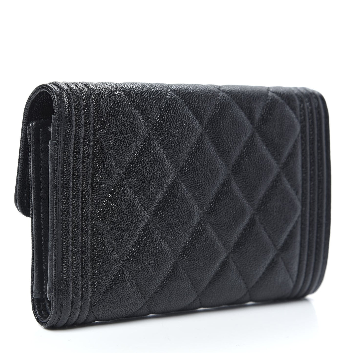 Caviar Quilted Medium Boy Flap Wallet Black