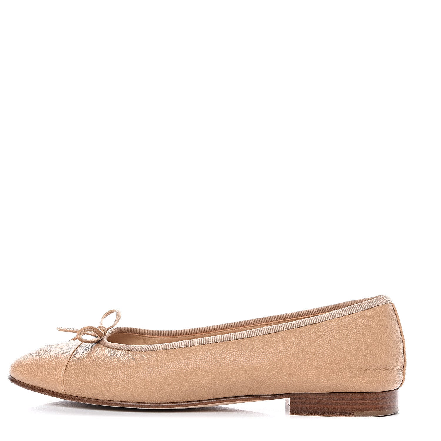 Chanel Caviar CC Cap Toe Ballerina Flats 38 Beige 1 of 9