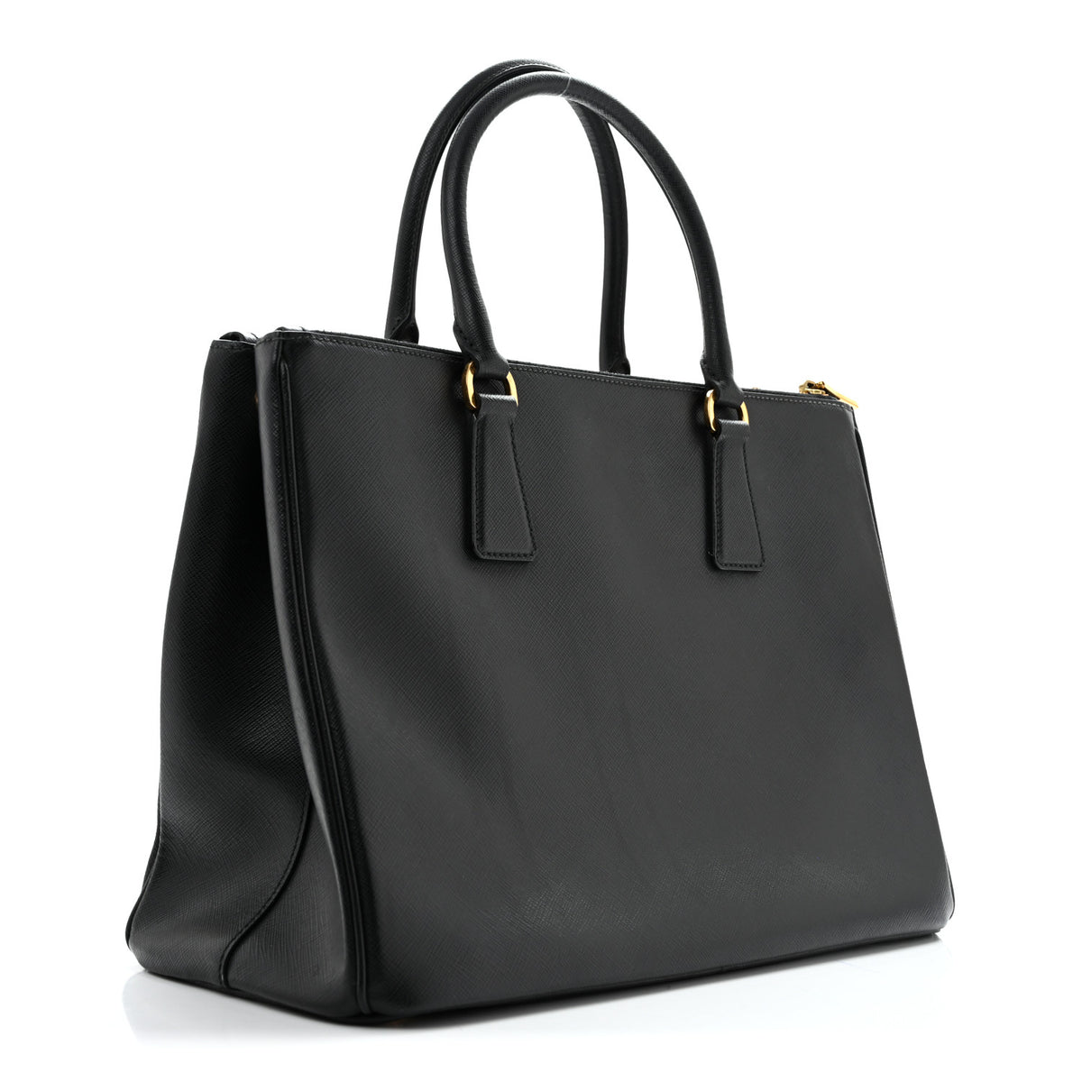 Saffiano Lux Large Galleria Double Zip Tote Black