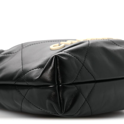 Chanel Shiny Calfskin Quilted Mini Chanel 22 Black White 8 of 9