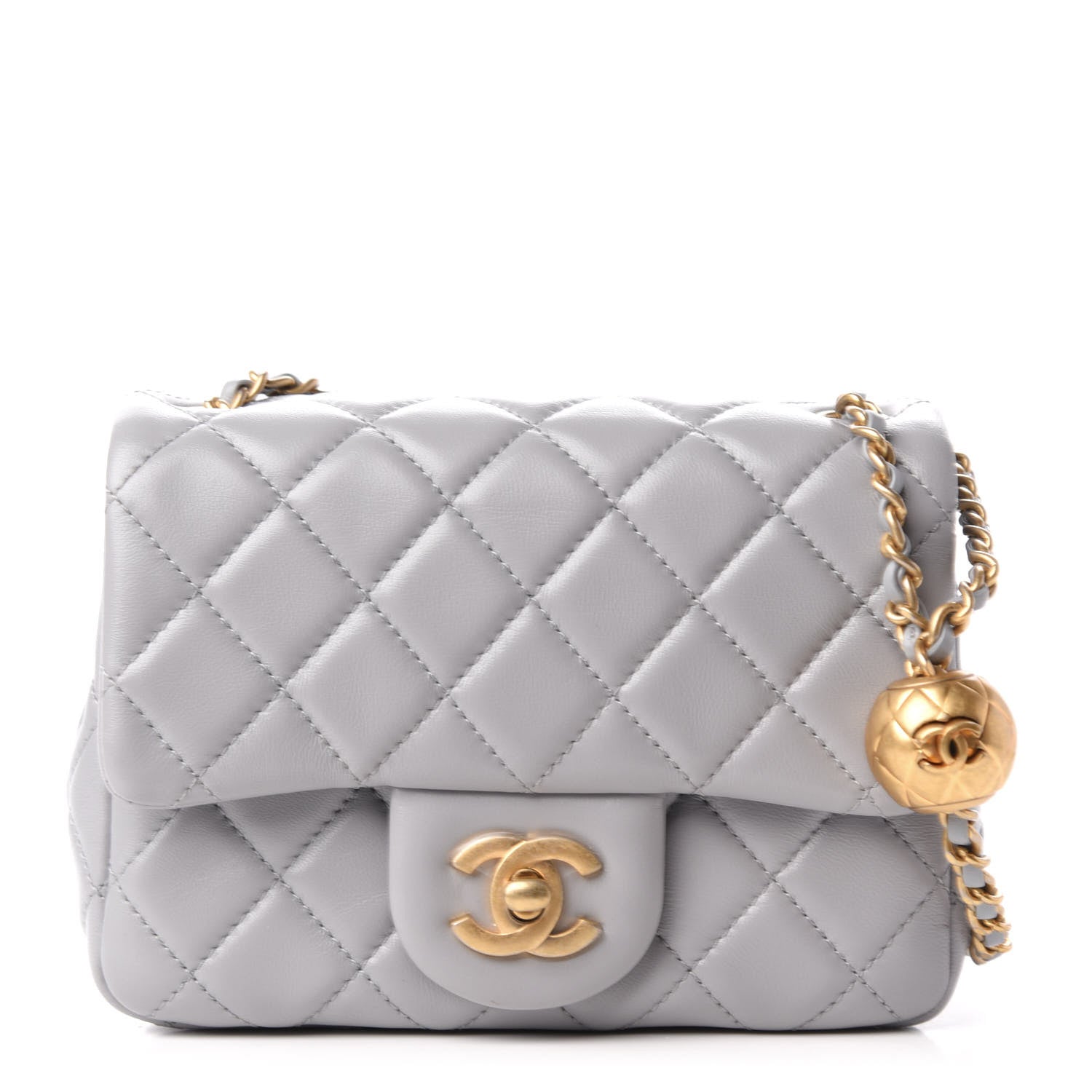 Chanel Lambskin Quilted Mini Pearl Crush Flap Light Grey 1 of 10