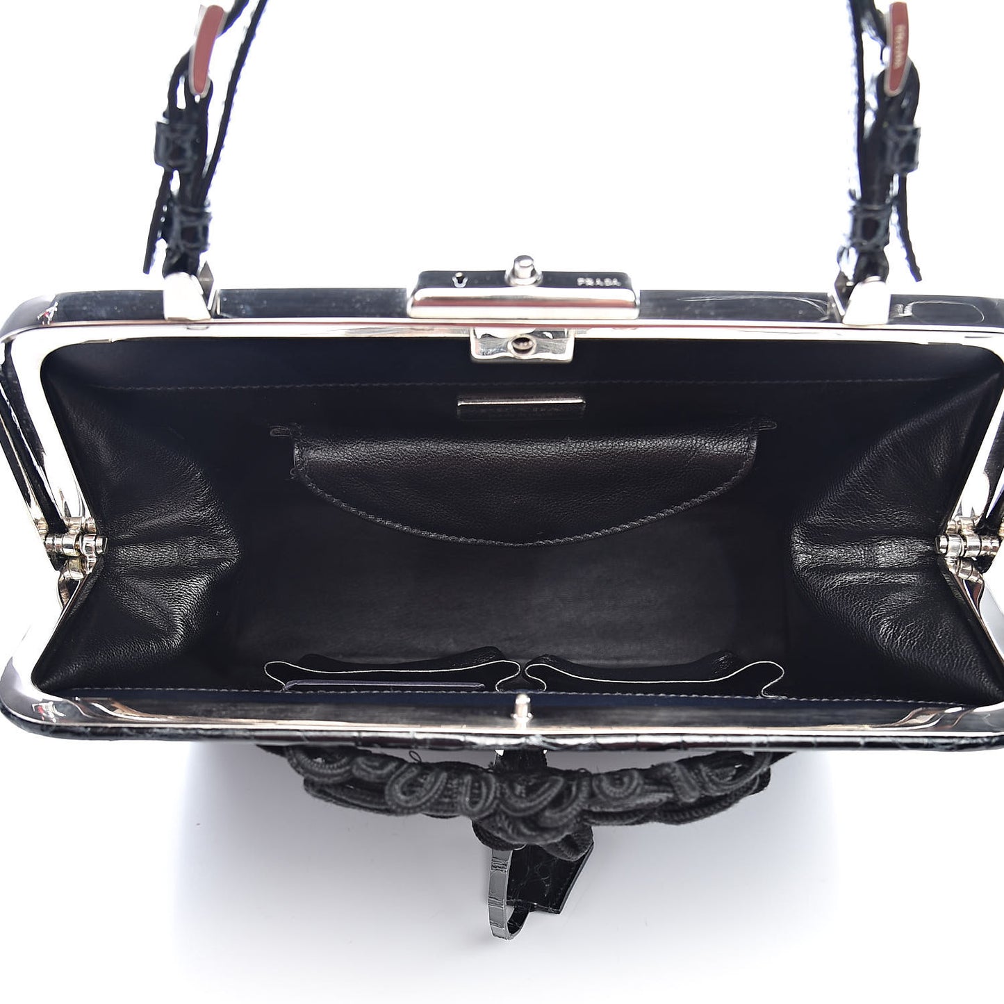 Shiny Crocodile Framed Bag Black