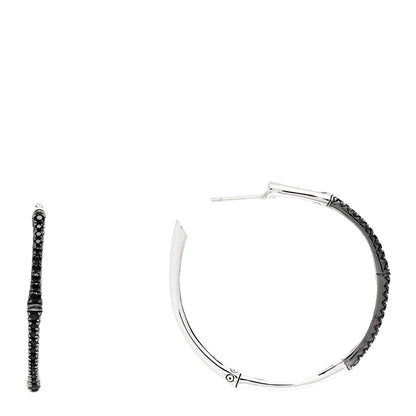John Hardy Sterling Silver Black Sapphire Large Bamboo Hoop Earrings 1 of 5