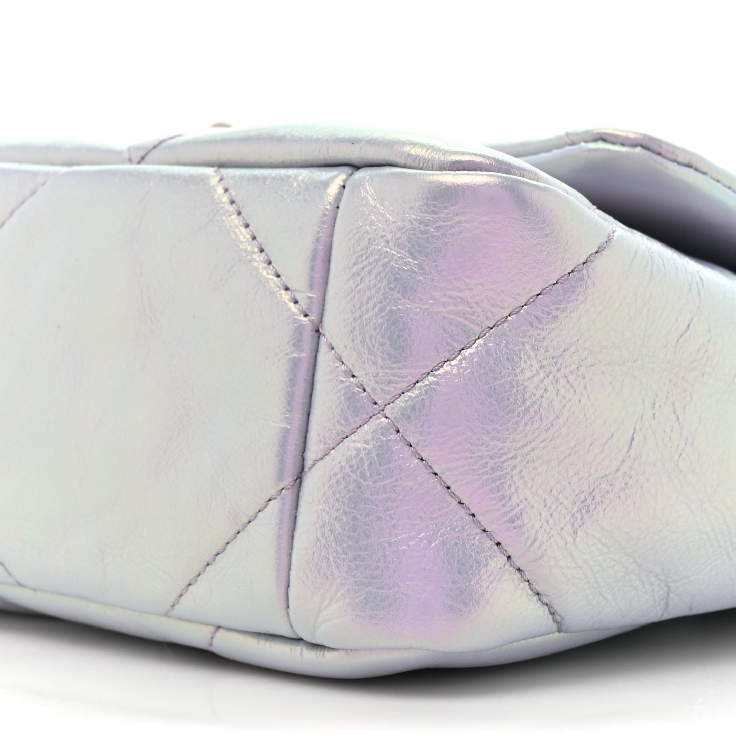 Iridescent Calfskin Quilted Medium Chanel 19 Flap Light Purple Blue