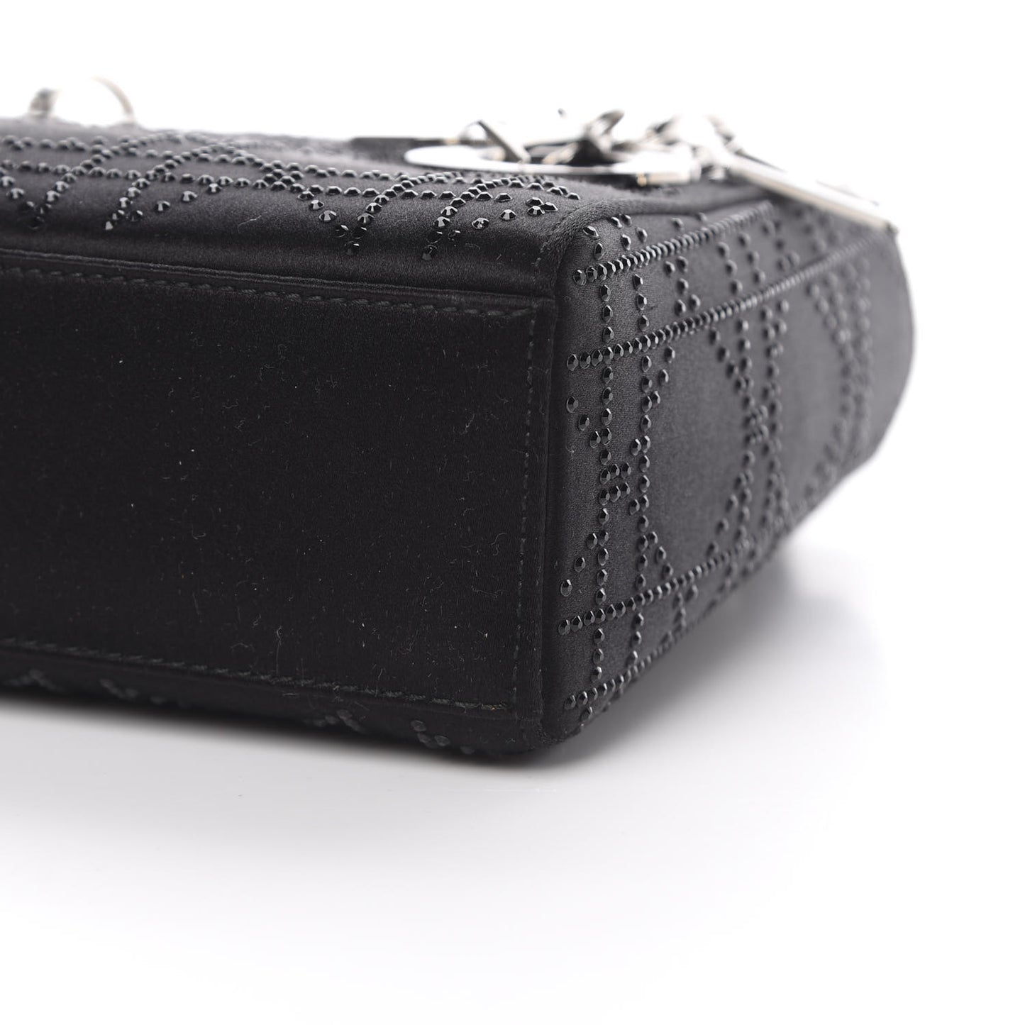 Satin Crystal Cannage Mini Lady Dior Black