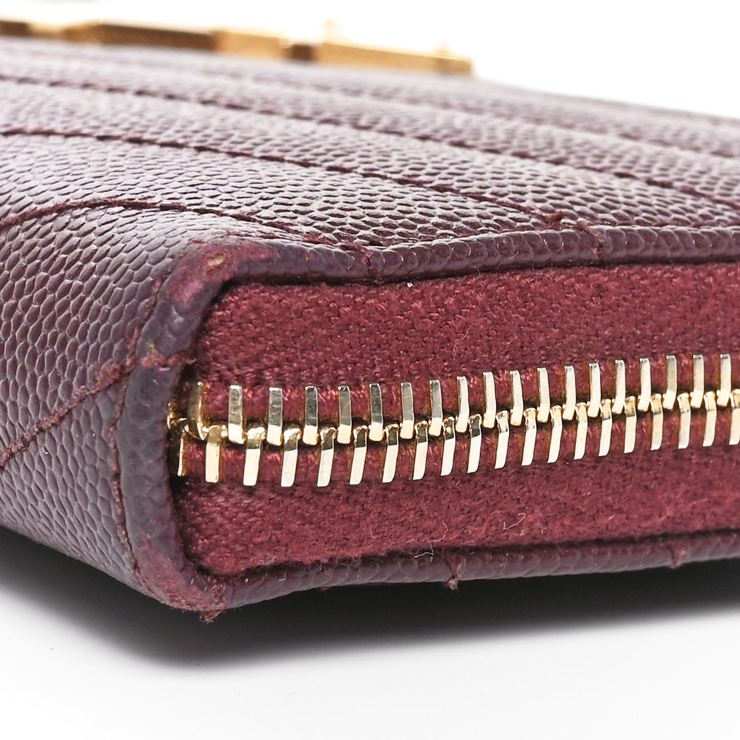 Grain De Poudre Matelasse Chevron Monogram Zip Around Wallet Rouge Legion
