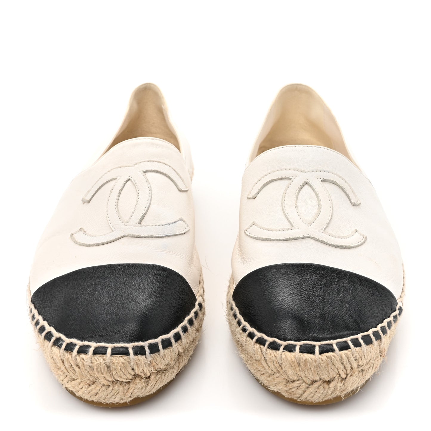Lambskin CC Espadrilles 37 White Black