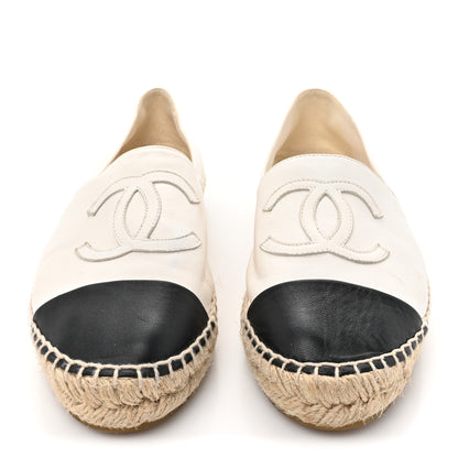 Chanel Lambskin CC Espadrilles 37 White Black 3 of 14