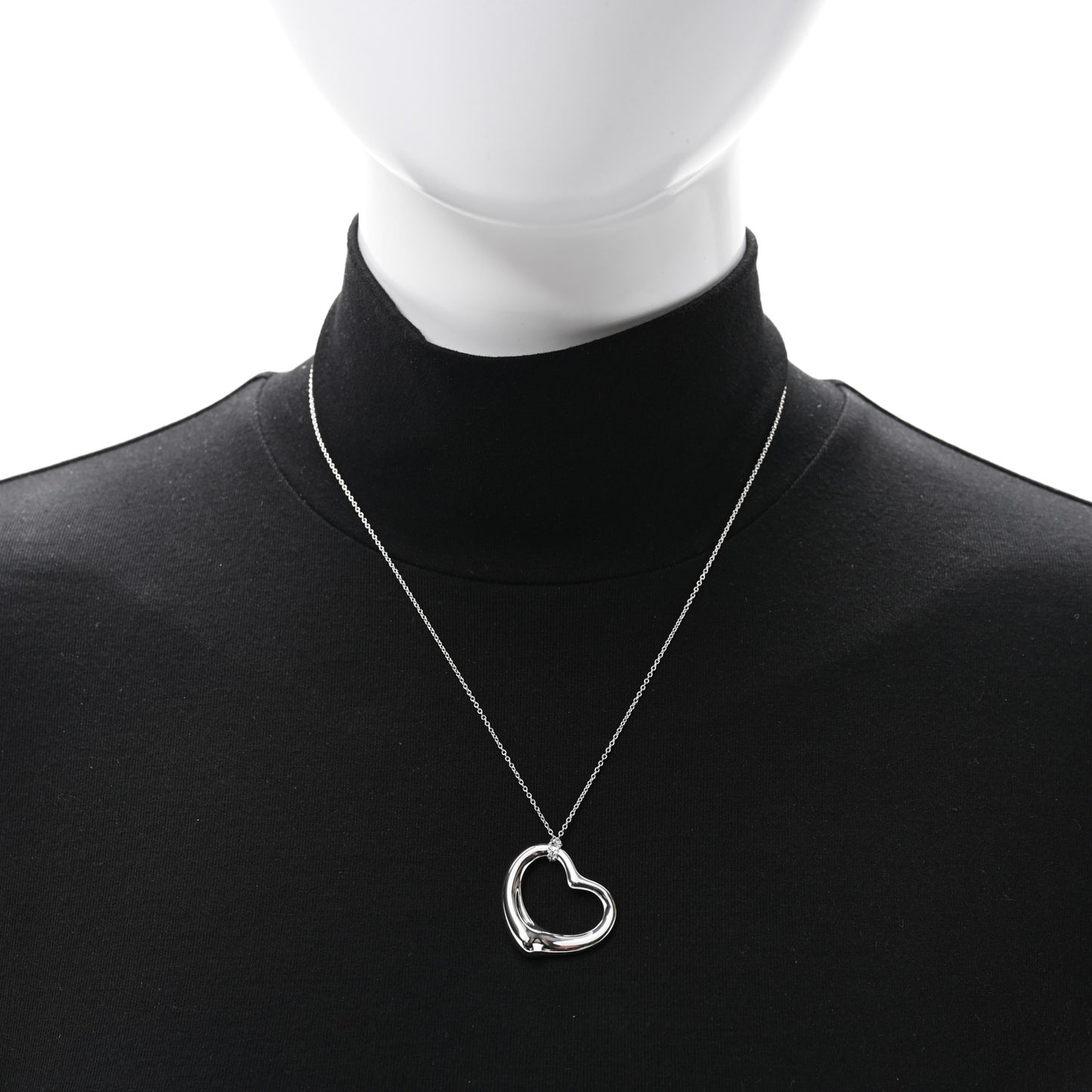 Sterling Silver 27mm Elsa Peretti Open Heart Pendant Necklace