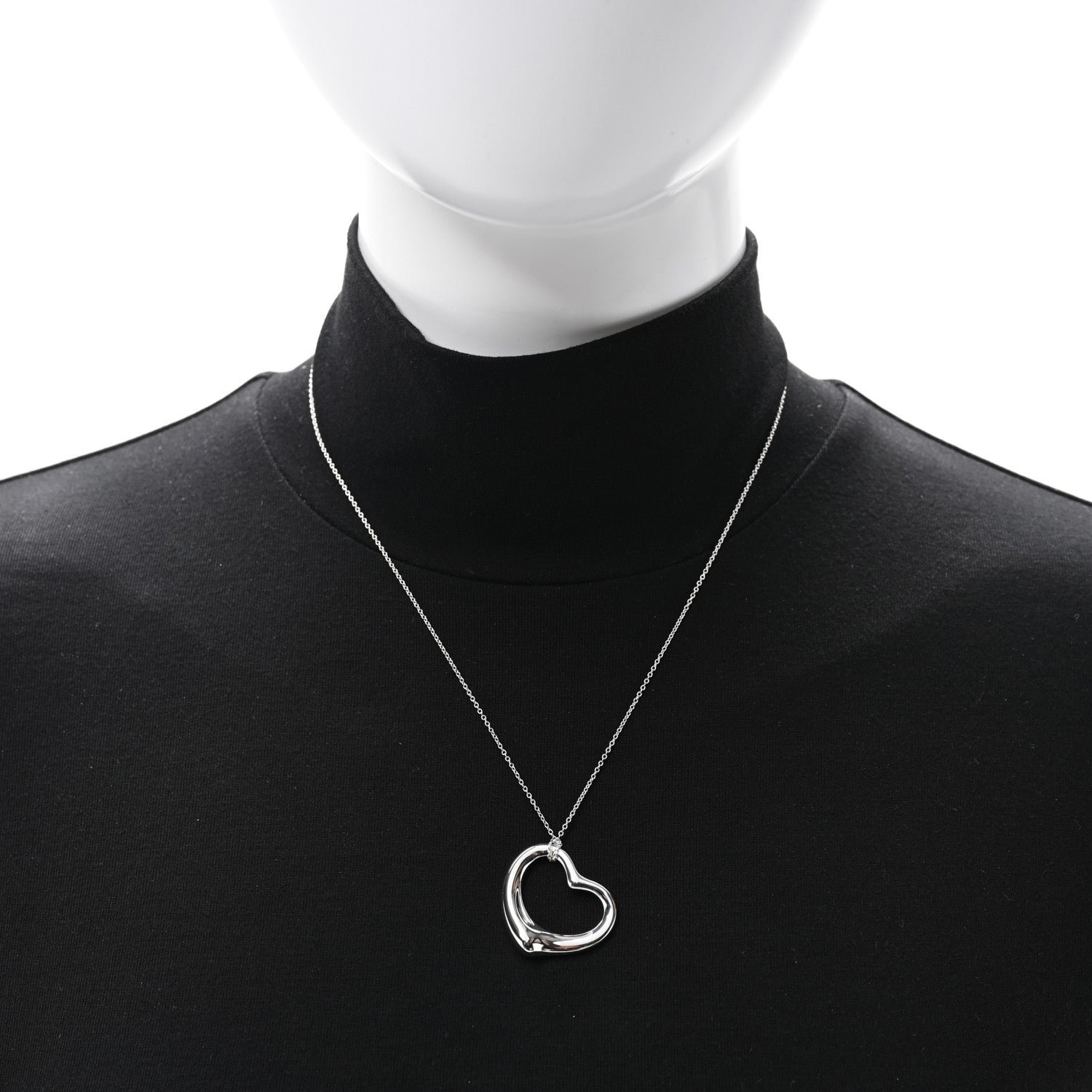 Tiffany Sterling Silver 27mm Elsa Peretti Open Heart Pendant Necklace 2 of 4