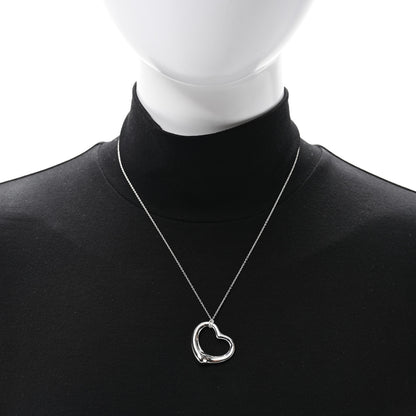 Tiffany Sterling Silver 27mm Elsa Peretti Open Heart Pendant Necklace 2 of 4