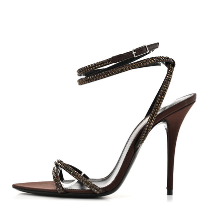 Saint Laurent Satin Crystal Ava 105 Sandals 37 Amaranth 1 of 11