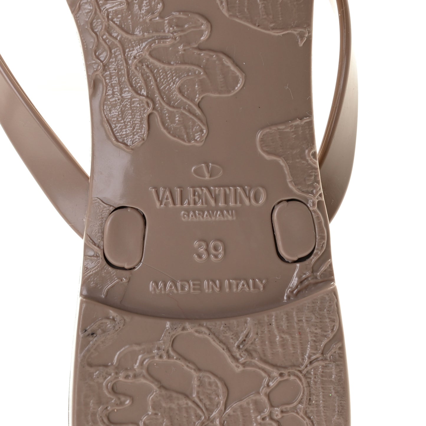 PVC Jelly Rockstud Bow Thong Sandals 39 Poudre