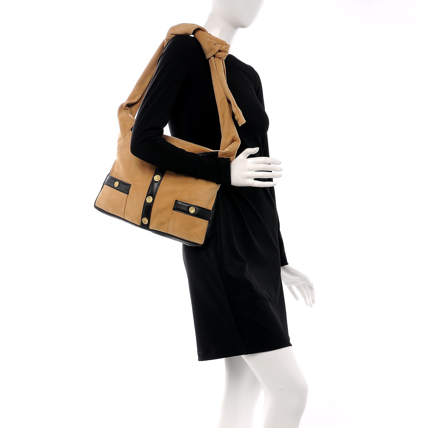 Suede Lambskin Large Girl Bag Beige Black