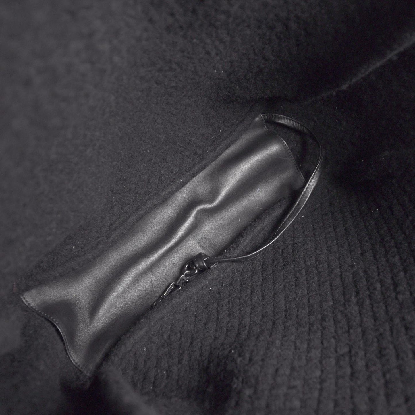 Nappa Intrecciato Wool Detail Tote Nero Black
