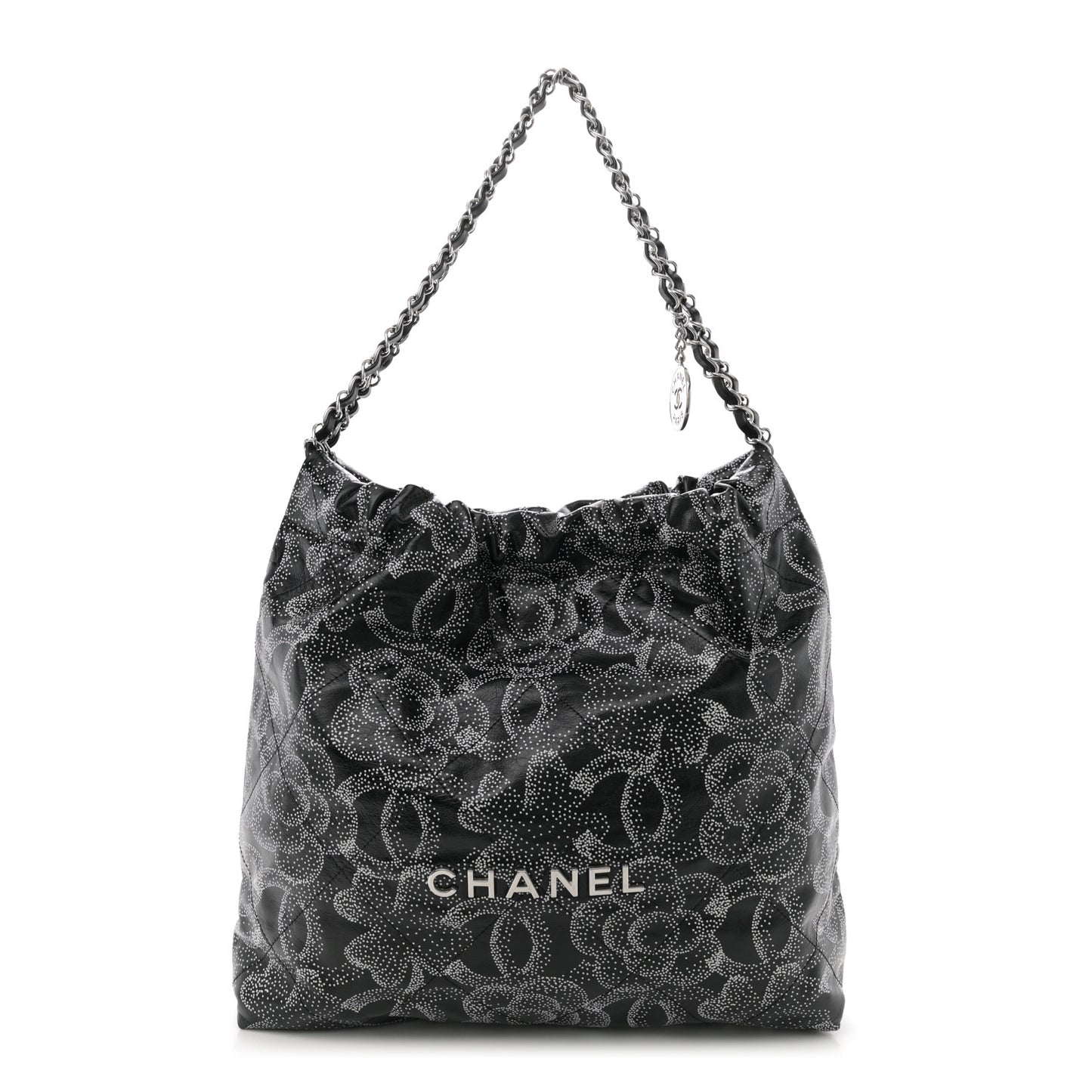 Printed Calfskin Quilted Chanel 22 Black
