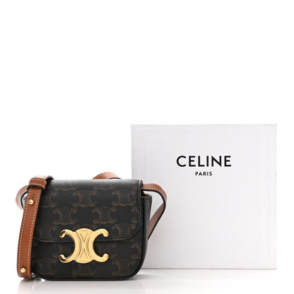 Celine Triomphe Canvas Calfskin Mini Triomphe Tan 12 of 12