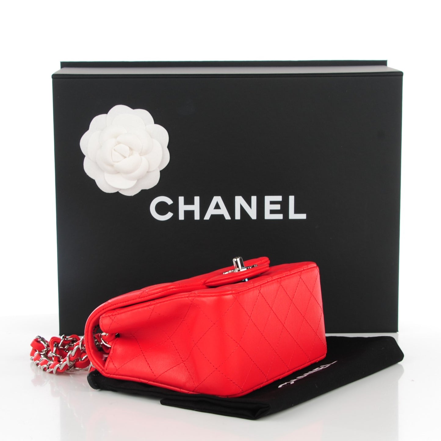 Lambskin Quilted Mini Square Flap Red
