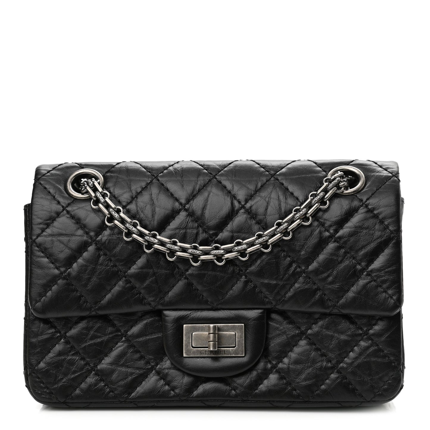 Aged Calfskin Quilted 2.55 Reissue Mini Flap Black