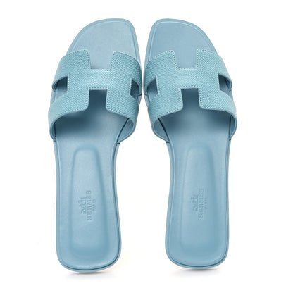 Hermes Epsom Oran Sandals 40 Bleu Littoral 2 of 10