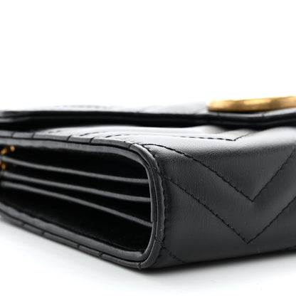 Gucci Calfskin Matelasse GG Marmont Chain Wallet Black 9 of 12