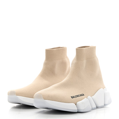 Balenciaga Technical 3D Recycled Knit Bi-Color Womens Speed 2.0 Transparent Sole Sneakers 36 Light Beige White 3 of 11