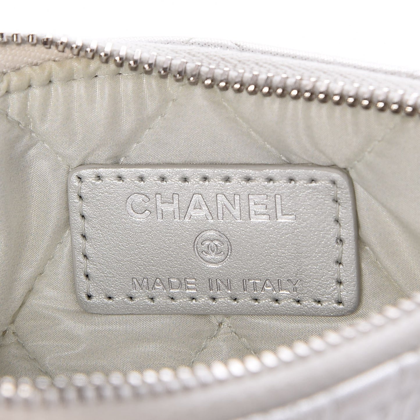 Metallic Lambskin Star Embossed Coin Purse Case Silver