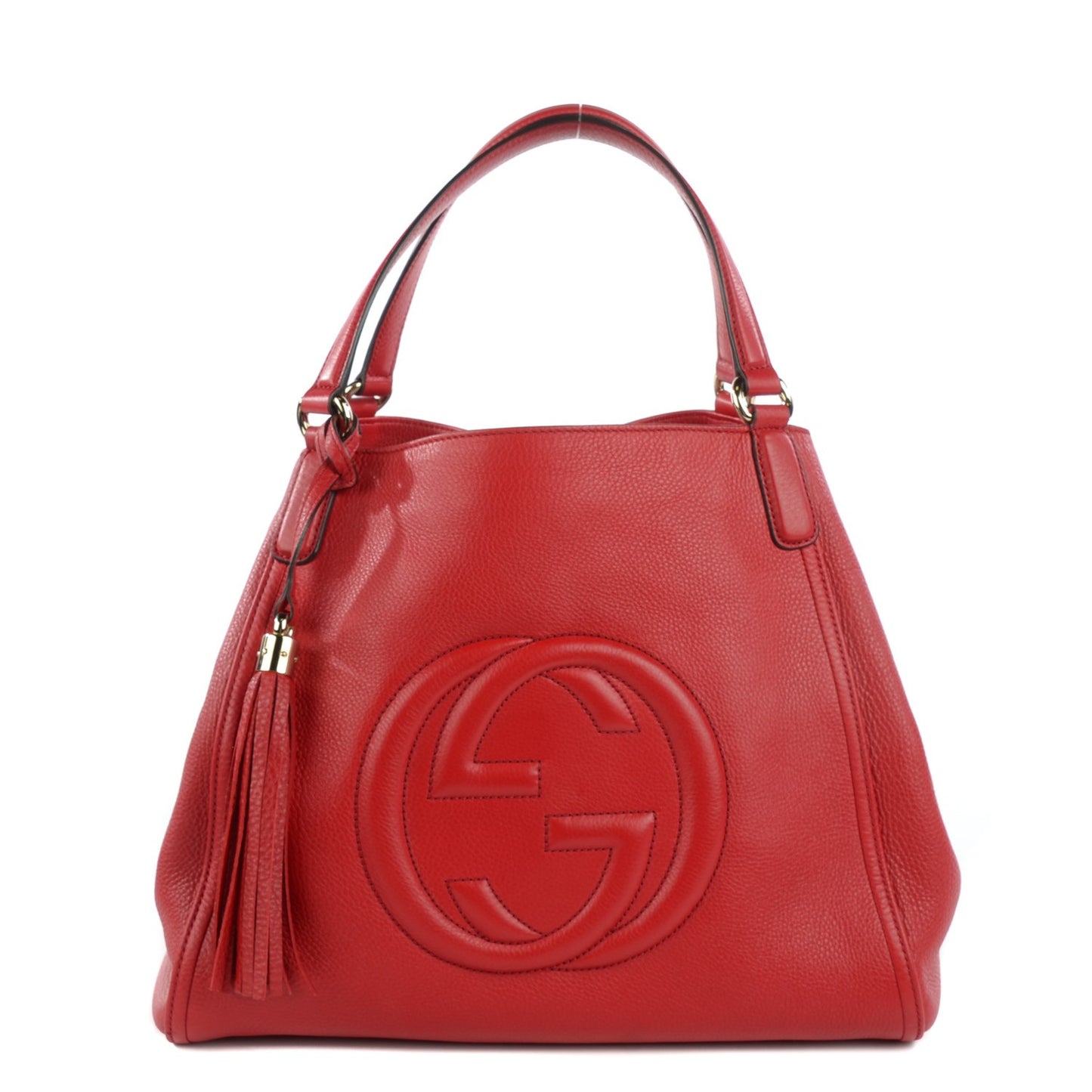 Pebbled Calfskin Medium Soho Shoulder Bag Red