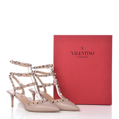 Valentino Garavani Nappa Rockstud Ankle Strap Low Heel Pumps 40 Poudre 9 of 9