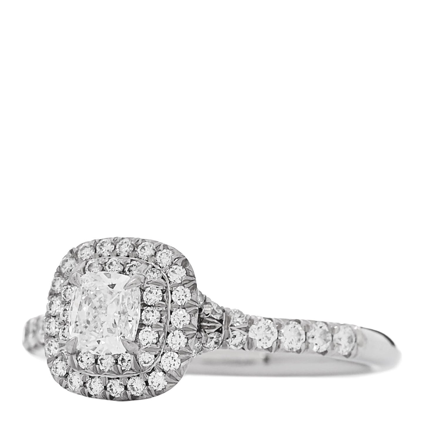 Platinum Diamond .37ct Soleste Cushion Cut Double Halo Engagement Ring 52 6