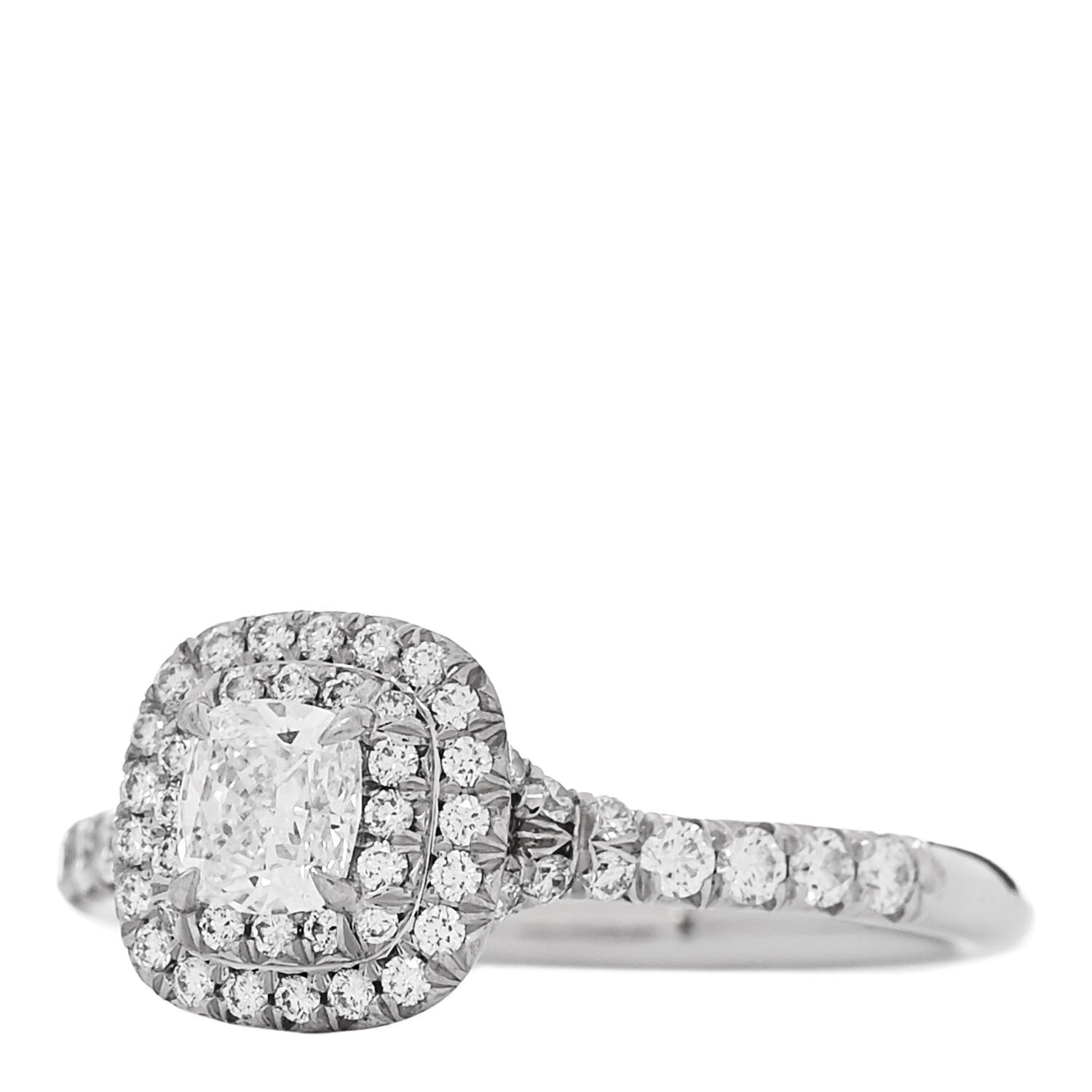 Tiffany Platinum Diamond .37ct Soleste Cushion Cut Double Halo Engagement Ring 52 6 3 of 6