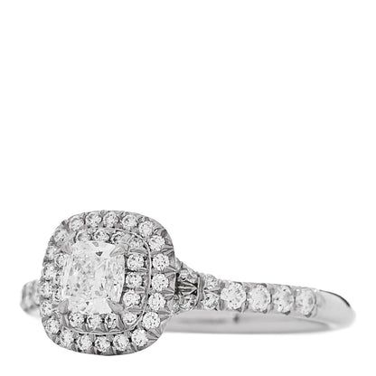 Tiffany Platinum Diamond .37ct Soleste Cushion Cut Double Halo Engagement Ring 52 6 3 of 6