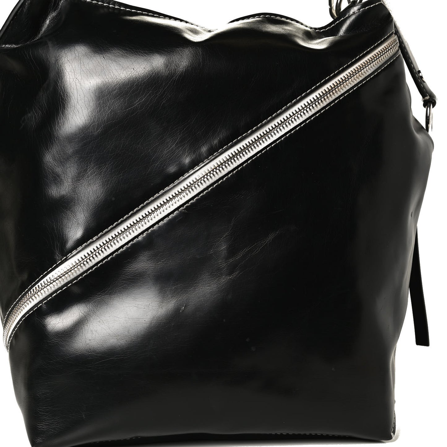 Calfskin Large Cire Zip Hobo Black