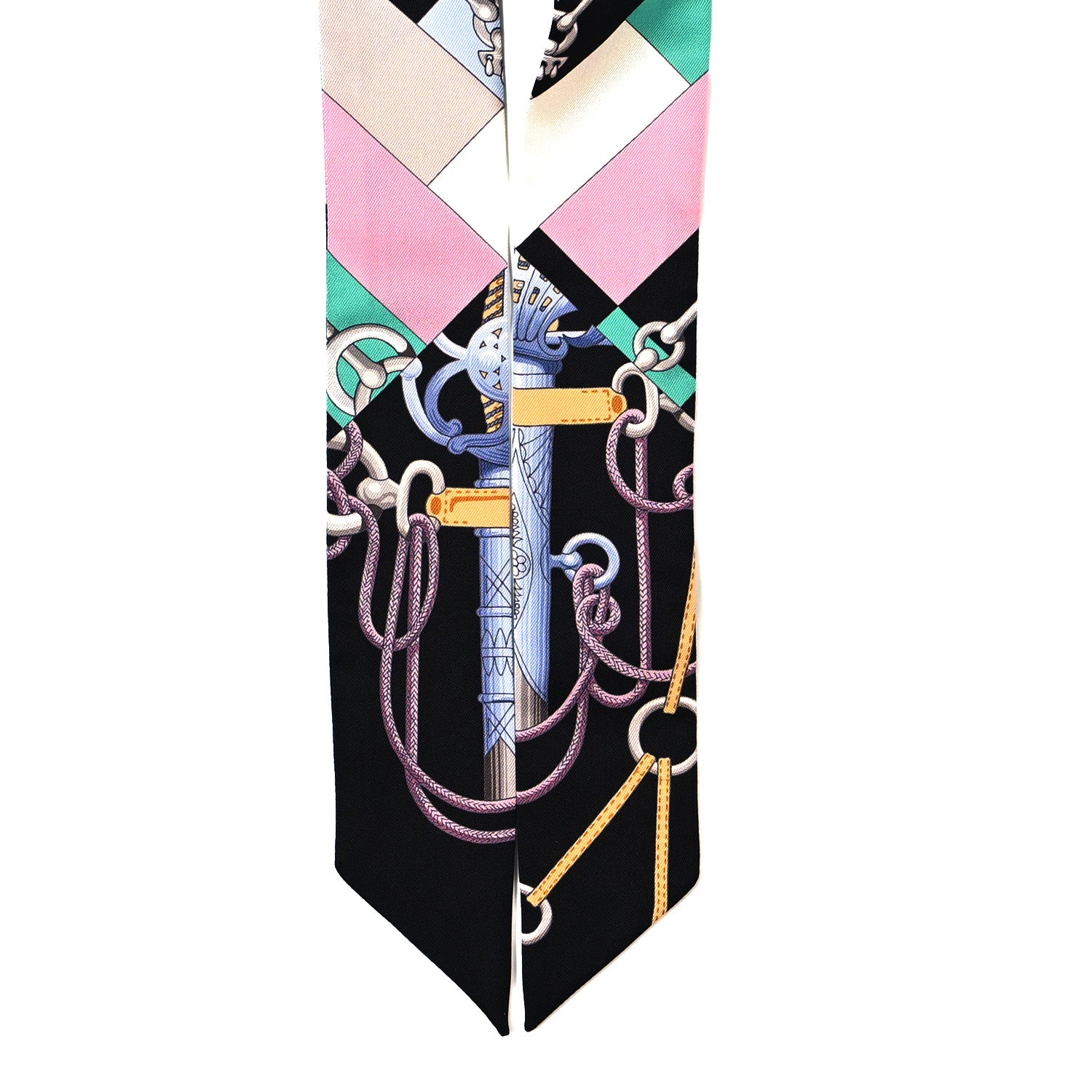 Hermes Silk Cliquetis Twilly Black Rose Menthol 2 of 3
