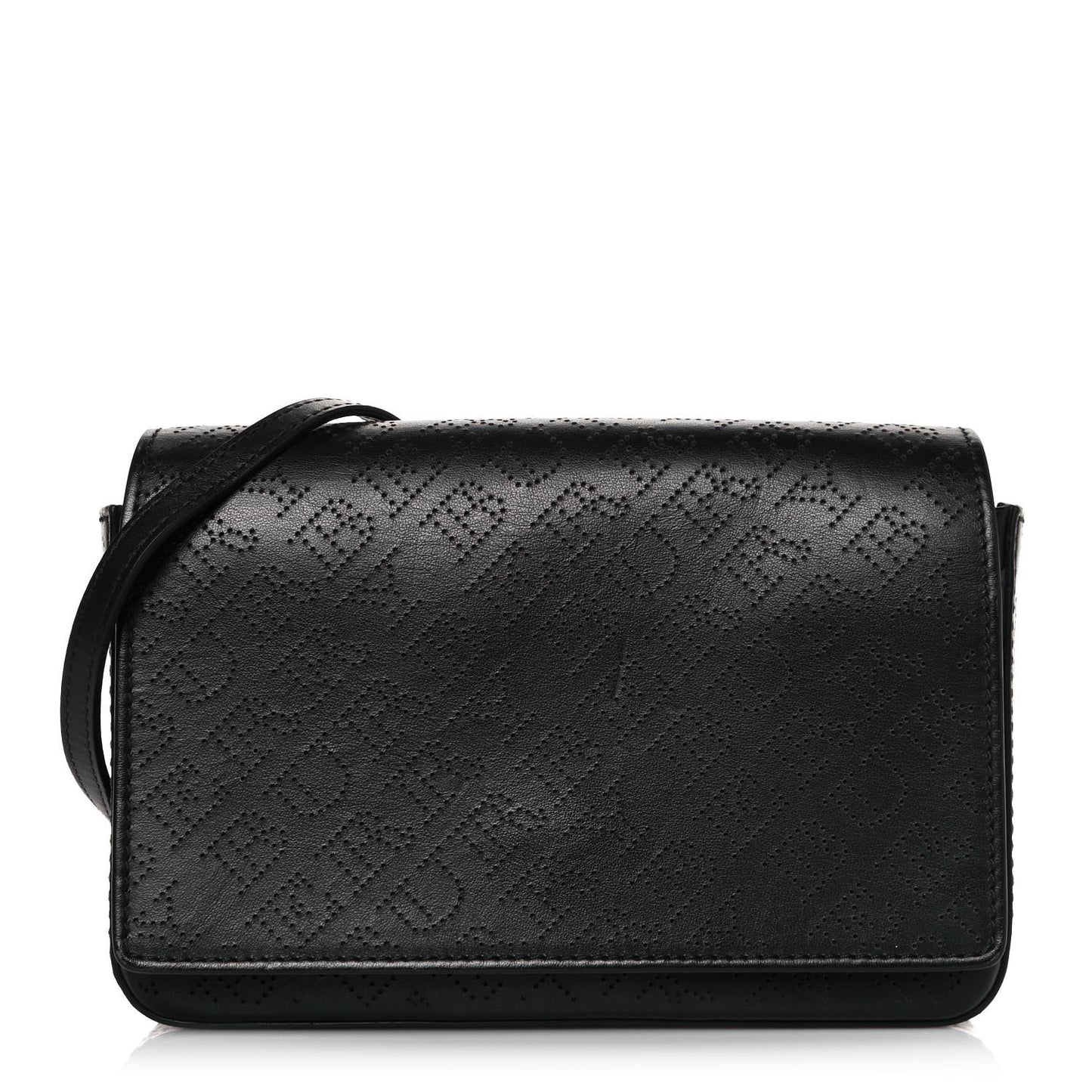 Calfskin Perforated Logo Hampshire Crossbody Black
