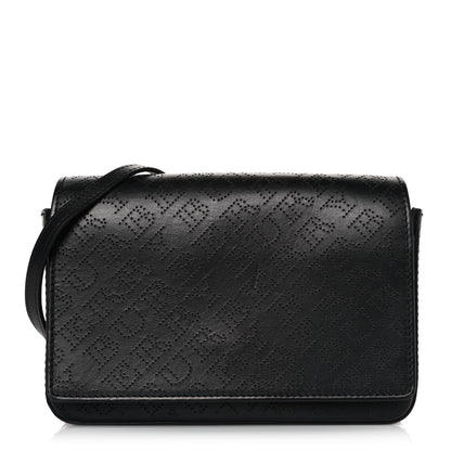 Burberry Calfskin Perforated Logo Hampshire Crossbody Black 1 of 11