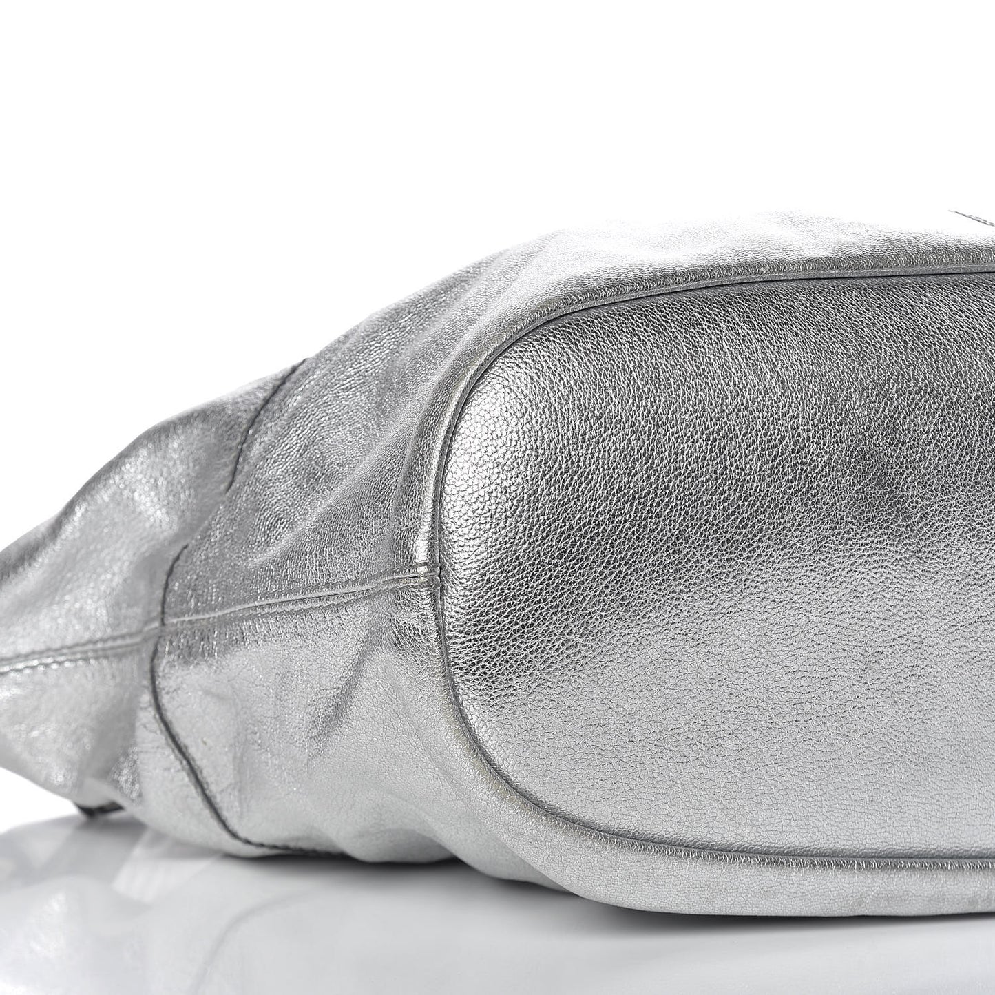 Metallic Calfskin Medium Nightingale Silver