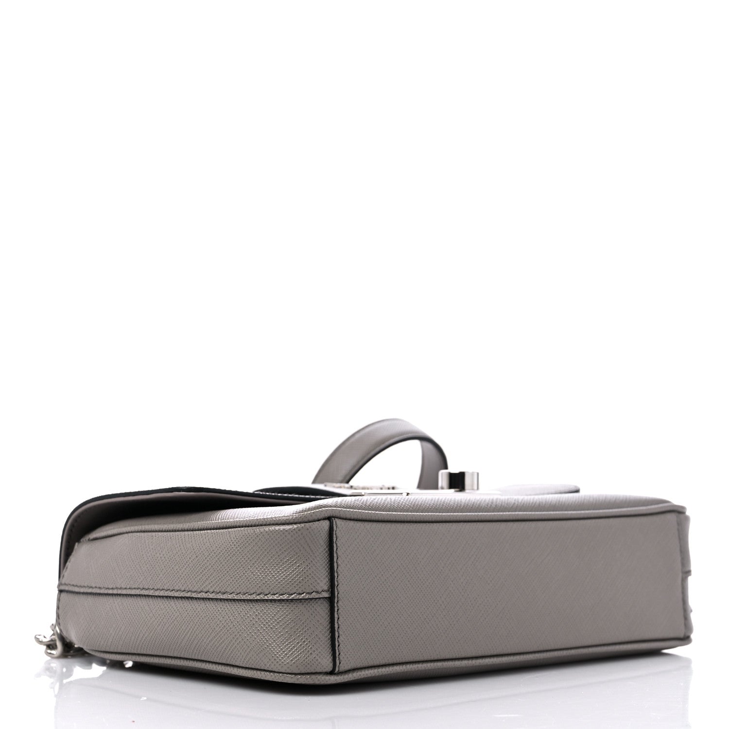 Prada Saffiano Pattina Sound Chain Crossbody Bag Grey 4 of 8