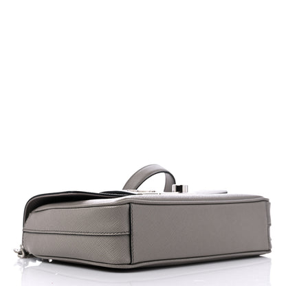 Prada Saffiano Pattina Sound Chain Crossbody Bag Grey 4 of 8